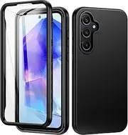 [NWNK13] Case For Samsung Galaxy A36 / A56 Slim Fit Front & Back 360° Built-in Screen Protector Full Body Silicone Gel Mobile Phone Cover - Black