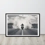 Road to Solitude: Fine Art Photography Print Wall Art Framed Motorcycle