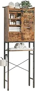 SPXMQSS Over Washing Machine Storage Unit, Over Toilet Storage Unit Freestanding, Freestanding Bathroom Space Saver with Drawer, Door and Open Compartments, 60x24x180cm
