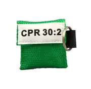 100 Green CPR Mask Keychain with GLOVES - CPR 30:2 Face Shield