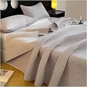 Quilt Set Twin Full Queen Ultra Soft 100% Cotton Lightweight Bedding Bedspread Coverlet for All Season(Light Gray,230x250cm+48x74cm x2)