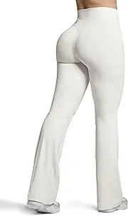 [Olmlmt] V-Crossover No Front Seam Flare Leggings for Women Buttery Soft Yoga Workout Lounge Bootcut Pants