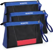 WORKPRO 12" Tool Pouches with Zipper, Heavy-Duty Small Bag, 12", Black
