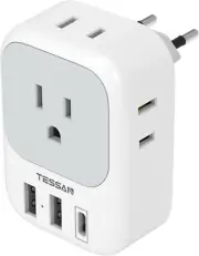 European Travel Plug Adapter USB C, TESSAN International Plug Adapter with 4 AC