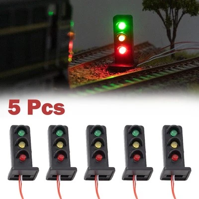 5Pcs/Model Train Signals 3 Lights OO HO Scale Railroad LED Signal Lamp 27mm