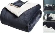 Sherpa Fleece Bed Blanket Twin Size Super Soft Twin(65x90 Inches) Dark Grey