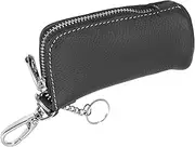 Yardenfun Mens Key Pouch Case Mini Bag Auto Key Bag Metal Hook Small Pouch Sturdy Pu Leather Black