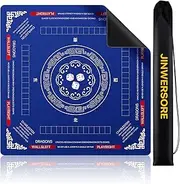 Mahjong Mat, 32.4 * 32.4 Inch Anti-Slip Noise Reduction Mahjong Table Mat for Poker/Board/Card/Tile Games, Dominoes (Blue)