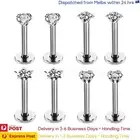 3PCS Piercing Lip Stud Labrets with Internally Threaded Surgical Steel Bars