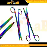 6.75IN Mayo Dissecting Scissors, Blunt Tips, Curved & Straight - 2PK Rainbow