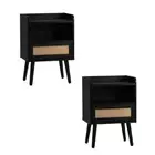 2X Bedside Table Drawer Side Table Rattan