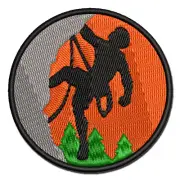 Rock Climbing Moon Stone Wall Mountain Cliff Embroidered Iron-On Patch