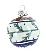 Blue Rose Polish Pottery Evergreen Christmas Ball