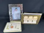 Baby Christening Silver Plate Frame Photo Albums Peter Rabbit Hallmark 3 Angels