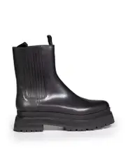 Black Platform Mid Calf Boots