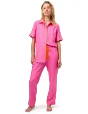 [Wanderluxe Sleepwear] Sunset Haze Pyjama Set Short in Hot Pink