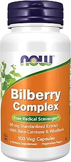 NOW Bilberry Complex with Beta Carotene,100 Veg Capsules