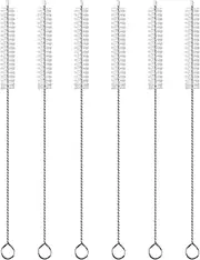 Straw Cleaner Brush, H HOME-MART 6 Pcs Drink Straw Cleaning Brush Kit, Extra Long Pipe Cleaners, Straw Cleaning Brush Bottle Brush Cleaner Pipe Cleaner for Tumbler, Sippy Cup, Bottle and Tube (White)