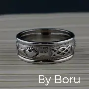 14K White Gold Irish Celtic Claddagh Wedding Ring Made in Ireland BORU Size 10.5