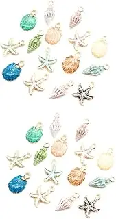 [Hohopeti] 2sets Fashionable Shell Pendant Alloy Pendant Accessories for Diy Jewelry Necklace Earring 28pcs*2