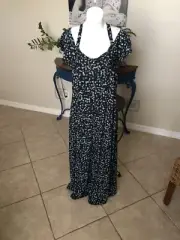NWT Nina Leonard Print Cold-Shoulder Maxi Dress XL