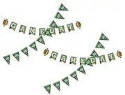 KOMBIUDA Rugby Football 4pcs Birthday Banner Flags Wall Decor for Boys and Girls Teens Adults