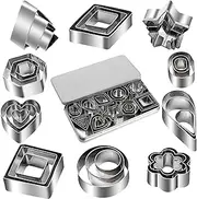 Magigift Mini Cookie Cutter Set - 30 Stainless Steel Shapes: Star, Flower, Heart, Geometric - For Pastry Dough, Pie Crust & Fondant