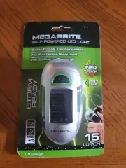 MegaBRITE Self Powered LED FLASHLIGHT Hand Crank SOLAR POWERED 15 LUMEN