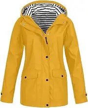 [ADJHDFH] pull over rain jacket women,deals under 1,in warehouse deals,women waterproof rain jacket long sleeve lightweight hiking jackets with hood travel zip up raincoat with pockets（a5-yellow，xl）, A5