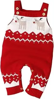 [Holibanna] Christmas Elk Pattern Sweater Rompers for Warm and Comfortable for Floor Walking Playing and Casual Wear Xmas present for Boy Girl