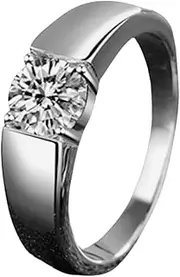 [Moisza] Moissanite - Round Cut Solitaire 0.5/1 Carat Moissanite Diamond S925 Man Ring