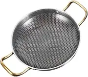 SOESFOUFU 24cm Heavy Duty Non Stick Frying Pan Stainless Steel Honeycomb Easy to Handle Scratch Resistant for Seafood