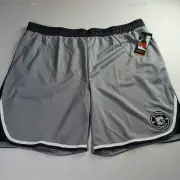AND1 Basketball Shorts Men's 3XL Sleet Gray Black 10" Inseam Drawstring Pockets