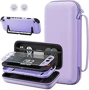 FANPL Purple Case Bundle for Nintendo Switch 2 (2025) Accessories, Portable Hard Carrying Cover with Protective Skin , Screen Protector, 2 Thumb Grips