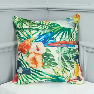 熱帶植物與花鳥系列棉麻抱枕腰枕套 枕頭套【BlueCat】【JI2176】