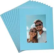 uxcell 10Pcs Picture Mats, 8 x 10 Mat Board Center for 5 x 7 Pictures Acid Free White Core Bevel Cut Frame Mattes for Display Art Measuring, Sky Blue Blue