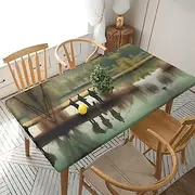KoNsev 5 Foot Rectangle Elastic Fitted Tablecloth, Waterproof Edged Great for Picnic Party Outdoor Patio,Fishing Lake Fishermen