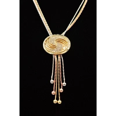 High Quality Designer Pendant Collar Necklace Multi-Chain Rhinestone Gold Bin3