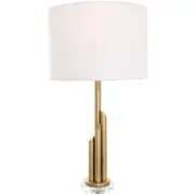Litton Lane Table Lamp w/ Glass Base 28" 1-Light Incandescent Cylinder Gold