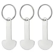 3Pcs Shopping Trolley Token Key Ring, 2 Inch Cart Remover, Silver Tone