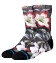 Stance Kids Black Crew Polyester Cushion Floral Variegate Casual Socks L 3-5.5
