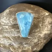 Womens Blue Larimar Navajo Sterling Silver Ring Size 7 17656