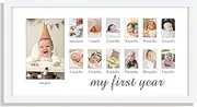 [DUENPY] 8x16 First Year Picture Frame, Baby's First Twelve Months Photo Collage New Mom Gift and Baby Picture Frame Wall Hanging White
