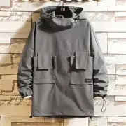 Men Baggy Casual Jacket Coat Cargo Combat Workout Bomber Jackets