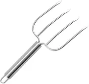 CRILSTYLEO Stainless Steel BBQ Fork Meat Skewer with Handle Design for Grilling Chicken Lamb Steak for Outdoor and Family Barbecue Activities