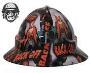 Custom Hydrographic Safety Hard Hat BACK OFF PRO CHOICE WIDE BRIM