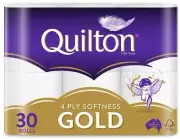 Quilton 4 Ply Toilet Tissue (140 Sheets per Roll, 11cm x 10cm), 30 count, Pack o