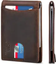RFID Slim Bifold Leather Wallet for Men W/ Money Clip Thin