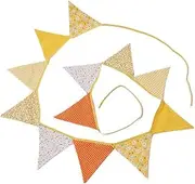 Party Decor Cotton Fabric Banners Pennant Wedding Hanging Flag Bunting Decor Party Birthday Wedding Baby Shower Garland Tent Decor MA678809 (Color : Yellow)
