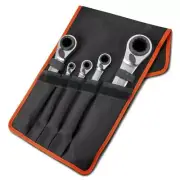 New Bahco S4RM/5T 5pce Metric 4-In-1 Reversible Ratcheting Ring End Spanner Set